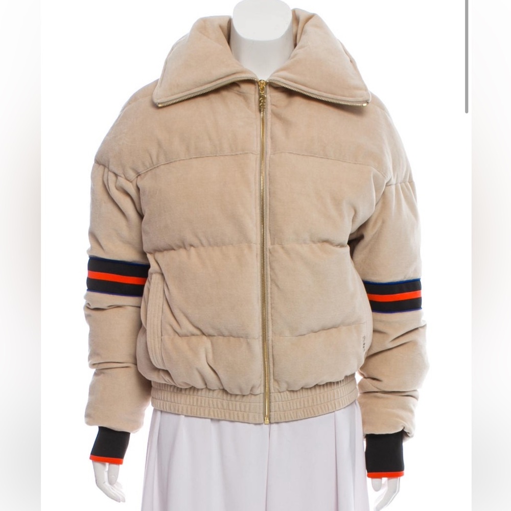 P.E Nation Velvet Cover Back Jacket in Stone Puffer Jacket Size S